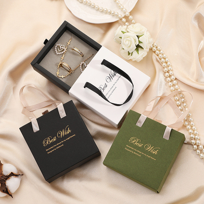 Custom Printed Gift Packaging Boxes Ear Ring Luxury Jewellery Packaging Boxes With Handle
