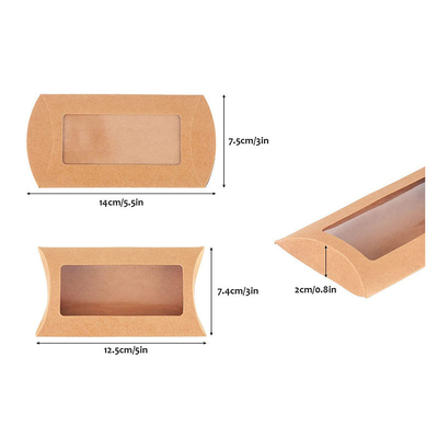 Small Gift Package Custom Window Pillow Boxes Yellow Kraft Paper Pillow Box